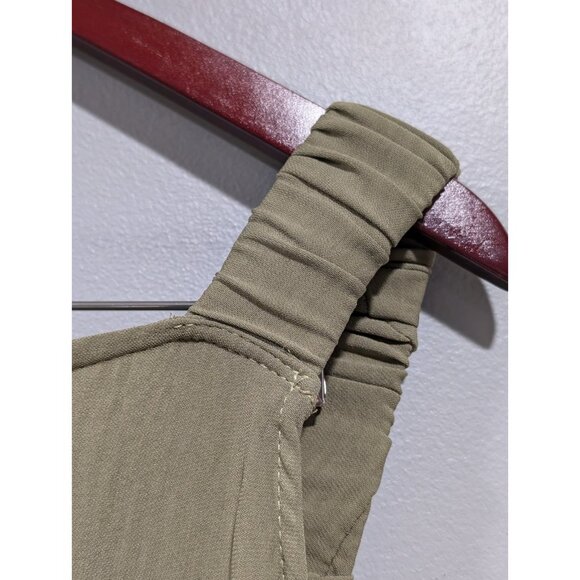 ASOS Design Women's Sleeveless Tiered Dress Olive Green Midi Elastic Waist Sz 18 - Picture 11 of 16